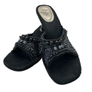 GNW Joy Black Bead and Sequin Slip On Sandals Women's Size 8